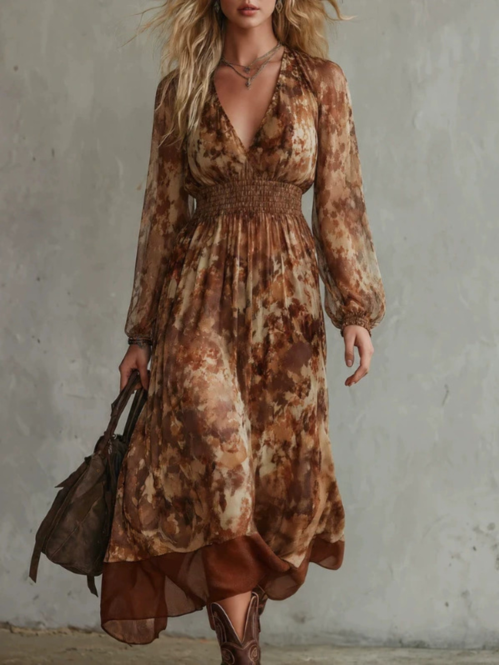 FOREVER 21 Vintage Style Casual Elegant Floral Print Maxi Dress